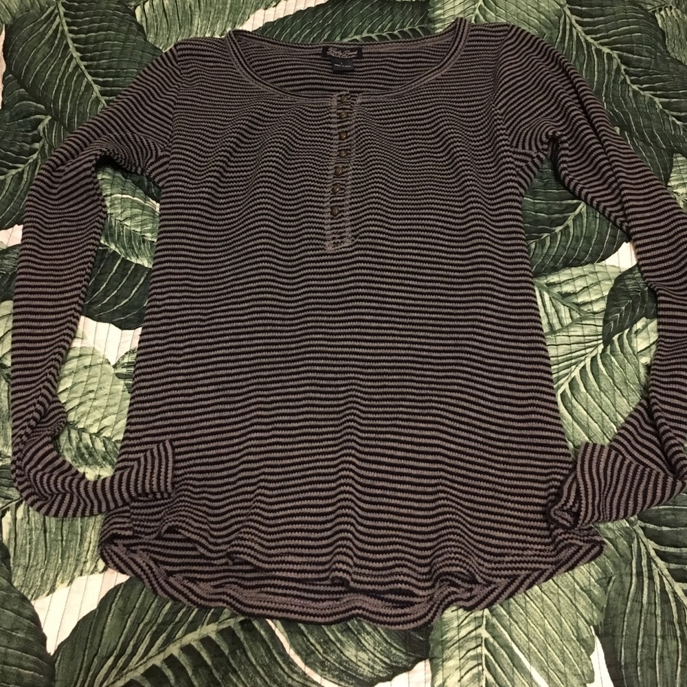 Lucky Brand striped buttoned down thermal